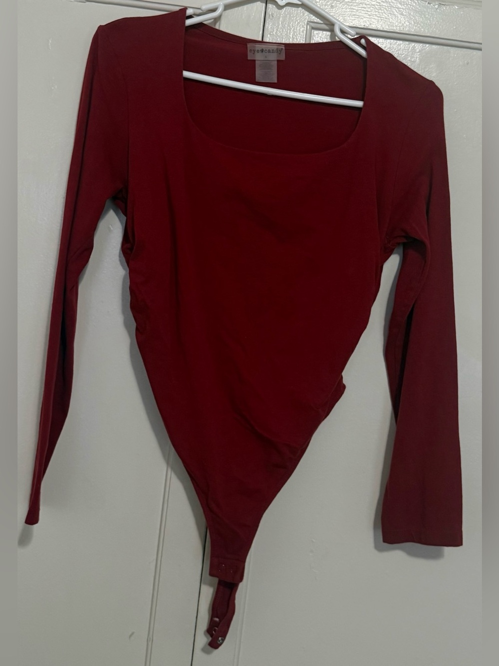 Wine Red Long Sleeve Scoop Neck Bodysuit